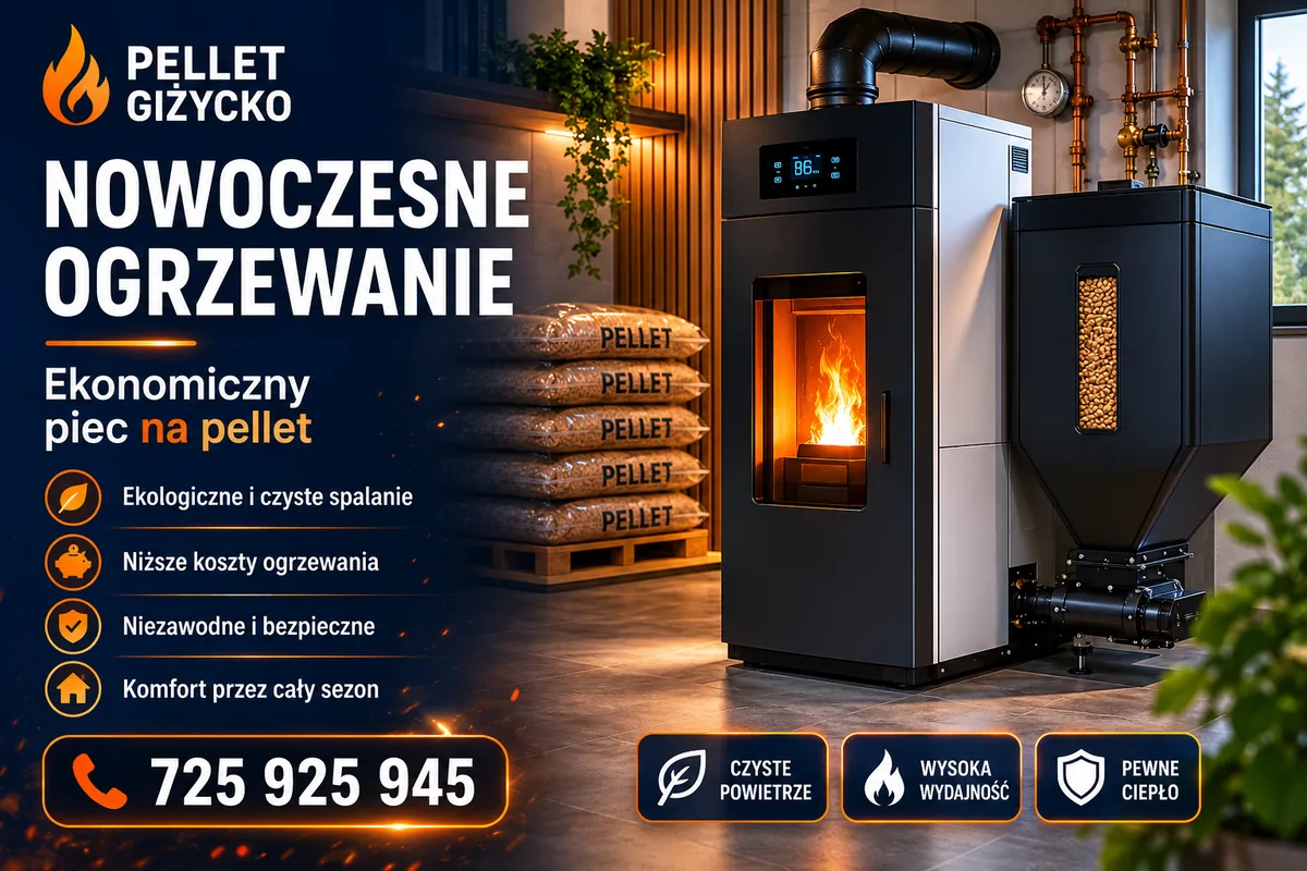 Nowoczesne ogrzewanie pelletem — ekonomiczny piec, niższe koszty, czyste spalanie, Pellet Giżycko